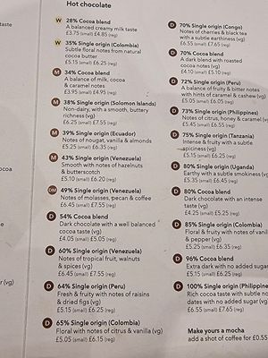 Menu at Knoops in Leeds