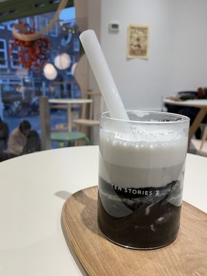 black sesame latte   at Tea Stories in Amsterdam