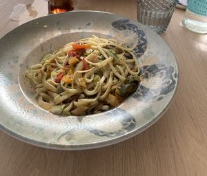 Vegan pasta with vegetables of the season  at Savage Beach Club in Mallorca