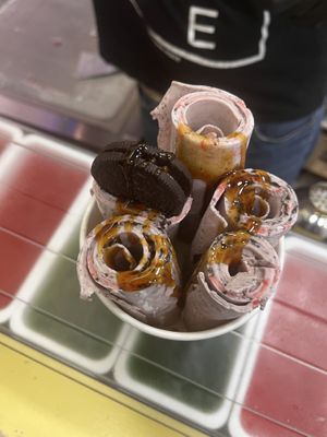 Vegane Ice Cream Roll Orea+Erdbeere  at Ice Cream Roll Bubble Tea Experience  in Corfu