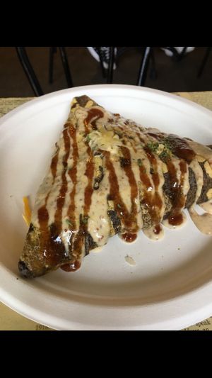 Kraut and brat crepe at Flint Crepe Company in Flint