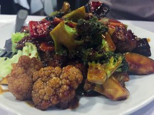 Kung Bao mock chicken with cashew nuts at Vegie Bowl in Forest Hill