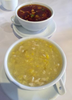 Sweet corn Soup & Hot & Sour Soup at Vegie Bowl in Forest Hill