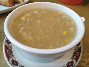 Sweet corn soup at Vegie Bowl in Forest Hill