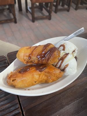 Fried bananas with ice cream￼  at Vegie Bowl in Forest Hill