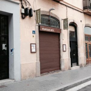 outside before opening time  at Cafe Mandacaru in Barcelona
