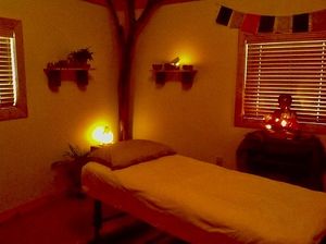 Massage/healing room at Crystal Woods Retreat in Wilkesport