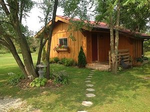 Treatment and meditation cabin at Crystal Woods Retreat in Wilkesport
