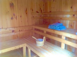 Finnish sauna at Crystal Woods Retreat in Wilkesport
