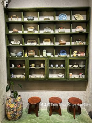 Japanese ceramics decoration  at Hoa Gom - Plant-Based Café & Vegan House in Da Nang