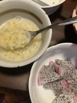 dessert and fruit  at Hoa Gom - Plant-Based Café & Vegan House in Da Nang