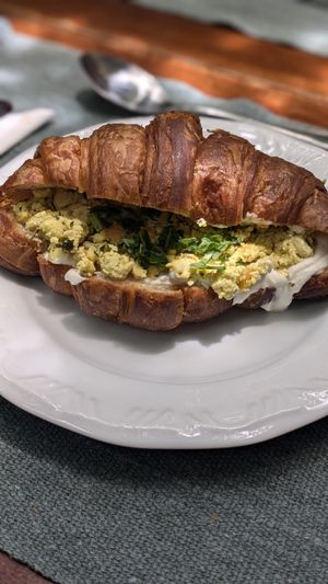 Croissants with Tofu Scramble at Brunch da Mari Marola in Rio De Janeiro