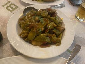 Green beans in tomato saucee  at Throubi in Crete
