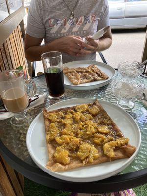Crepes with orange-ginger filling and banana filling  at Maison des Crêpes in Grand Baie
