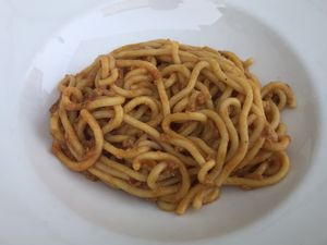 Pasta with soy bolognese  at La Lanterna in Verona