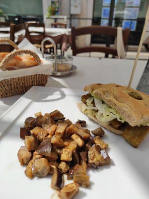 Focaccia with aubergine on the side at La Lanterna in Verona