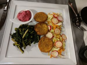 Tofu, vegetables and beet mayonnaise at La Lanterna in Verona