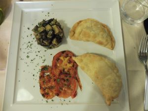 very good dish, do not remember the name. But is fried so a bit heavy for the ones are not used to fried things. The little salad of eggplant, great. at La Lanterna in Verona