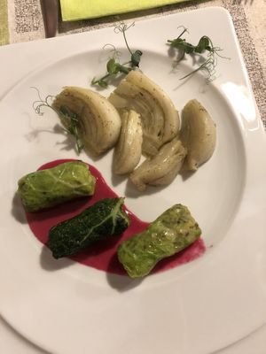 Cabbage, fennel and beetroot cream   at La Lanterna in Verona