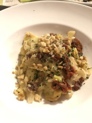 Filled pasta with sundries tomatoes, cabbage and walnuts   at La Lanterna in Verona
