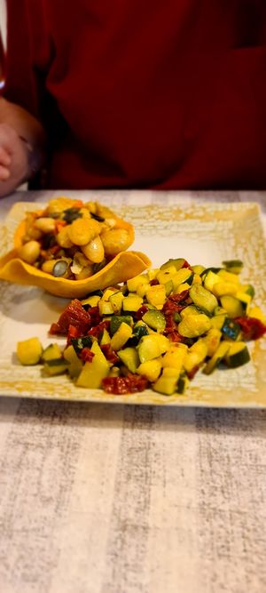 Courgette and bean dish at La Lanterna in Verona