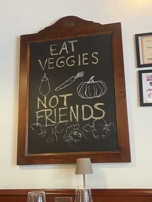 Vegan sign in restaurant   at La Lanterna in Verona