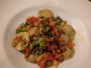 Raviolis redondos de espelta at La Lanterna in Verona