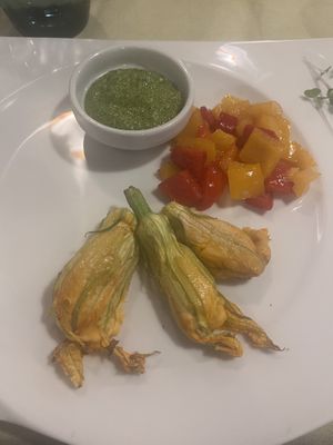 Stuffed zucchini flowers  at La Lanterna in Verona