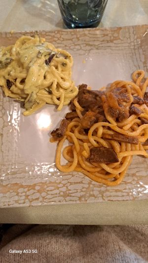 Bis di primi amatriciana e carbonara at La Lanterna in Verona