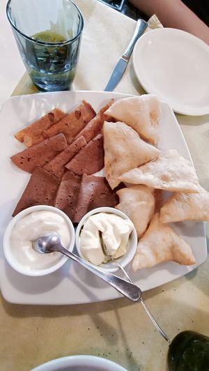 Gnocco fritto con squaquerone e maionese at La Lanterna in Verona