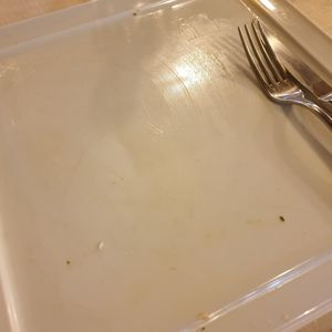 Very empty plate (the bread is handy for finishing all the sauce) at La Lanterna in Verona
