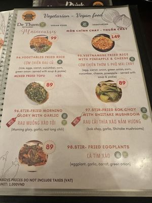 Menu  at De Tham Restaurant in Ho Chi Minh City