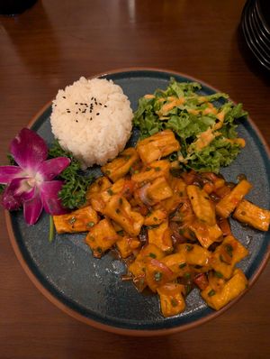 Tofu in tomato sauce at De Tham Restaurant in Ho Chi Minh City