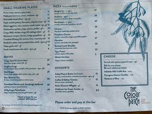 Colourpatch menu at The Colourpatch  in Augusta