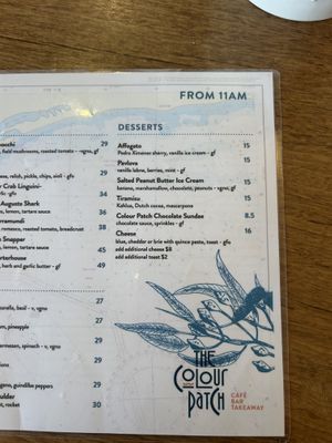 Menu January 2025  at The Colourpatch  in Augusta