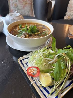 Spicy noodle soup   at Vegan Heaven in Fitzroy