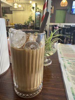 Iced Vietnamese coffee using vegan condensed milk, I super love it!  #Veganuary at Vegan Heaven in Fitzroy