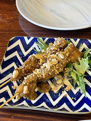 Lion’s mane mushroom skewers  at Vegan Heaven in Fitzroy