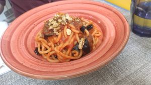 Spicy tomato pasta at Fresca Pasta Club in Milan