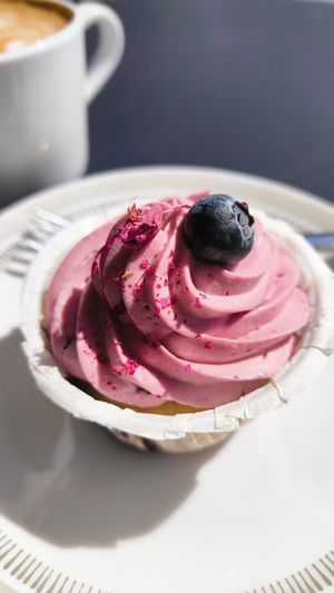 Blueberry cupcake at VERDE in Malmo