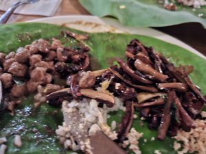 Eggplant and soy meat curry at Rupas Beach Hotel & Restaurant in Arugam Bay