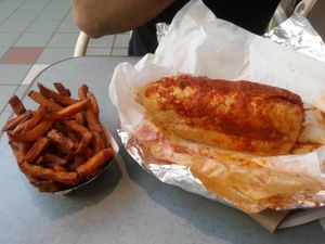 Veggie Meatball & Sweet potato fies at Green Medley in Moorestown
