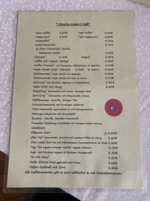 Kaffee-Karte  at Kult Cafe in Marktredwitz
