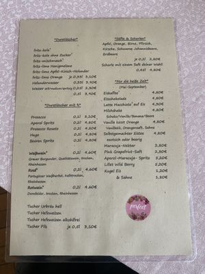 Getränke-Karte  at Kult Cafe in Marktredwitz