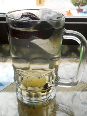 Eight treasures tea at Happiness Vegetarian in Kathmandu