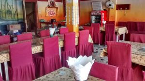 indoors seating at Happiness Vegetarian in Kathmandu