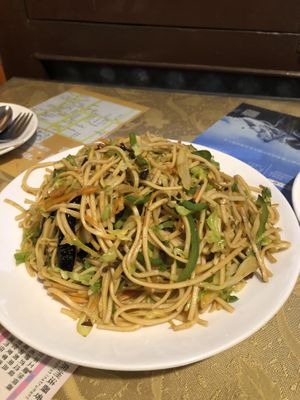 Sichuan spicy noodles  at Happiness Vegetarian in Kathmandu