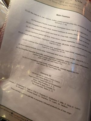 Menu at Carrigart One 8 in Carrigart