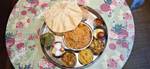 North Indian Thali- vegan upon request at Saravana Bhavan in Frankfurt