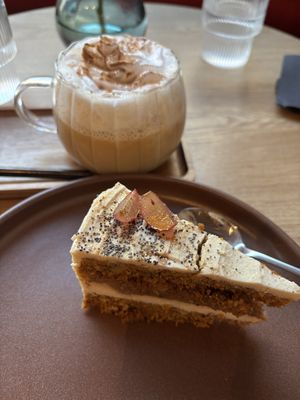 Pumpkin spice latte & carrot cake  at Not Guilty Pleasure in Munich